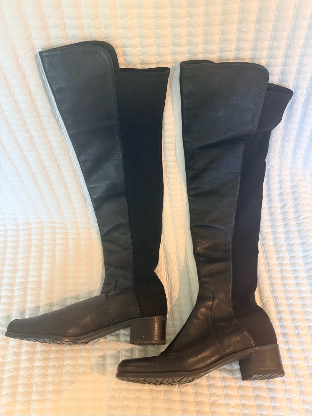 Stuart Weitzman 5050 Black Leather Over The Knee Stretch Boots Size 7 W - Picture 4 of 16